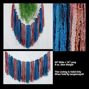 NEW Boho Garland Wooden Beaded Lace Sequin Ribbon Blue Pink Mauve Wall Decor